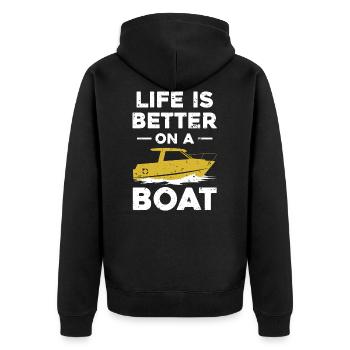 La vie est meilleure sur un bateau - Veste à capuche bio Premium Unisexe - noir - Dos - Nico (187cm)
