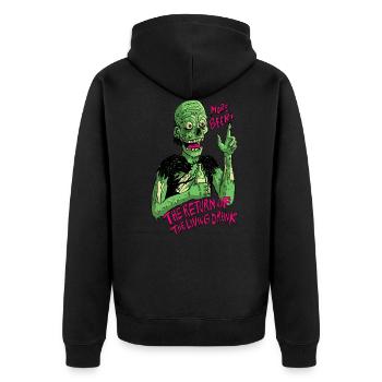returnoflivingdrunk - Unisex Premium Organic Zip Hoodie - black - Back - Nico (187cm)