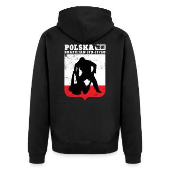 Brazilian Jiu-Jitsu Poland - Unisex Premium Bio Zip Hoodie - Schwarz - Hinten - Nico (187cm)