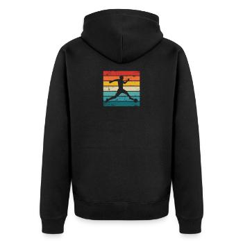 Vintage football - Unisex Premium Organic Zip Hoodie - black - Back - Nico (187cm)
