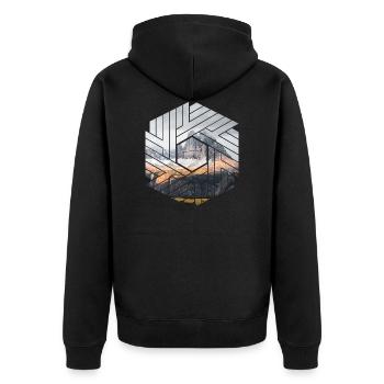 Three Peaks Dolomites hexagon - Unisex Premium Organic Zip Hoodie - black - Back - Nico (187cm)