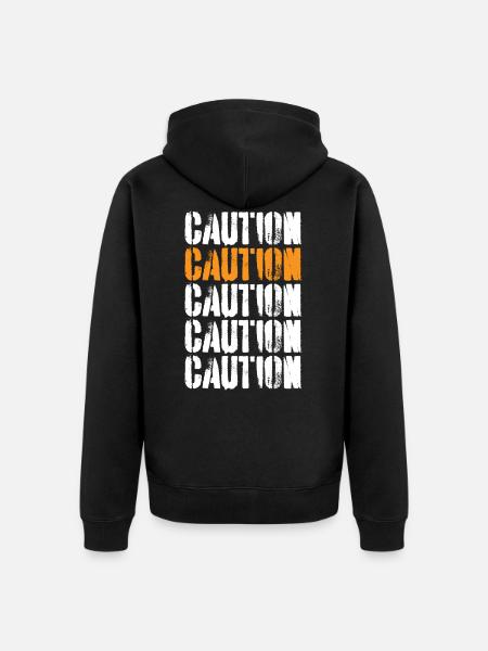 Caution Attention - Unisex Premium Organic Zip Hoodie - black