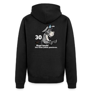 30 Kopf Hoch Das Kann Jedem Passieren Esel 30 Gebu - Unisex Premium Bio Zip Hoodie - Schwarz - Hinten - Nico (187cm)