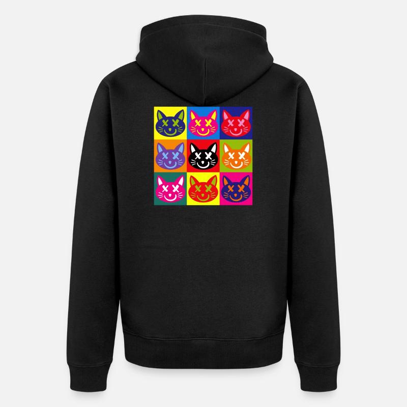 Chats (Pop Art) - Veste à capuche bio Premium Unisexe - noir