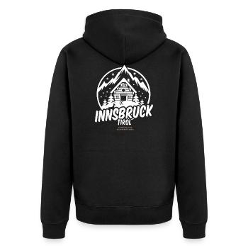 Innsbruck Tirol Austria Ski Resort T Shirt Design - Unisex Premium Bio Zip Hoodie - Schwarz - Hinten - Nico (187cm)