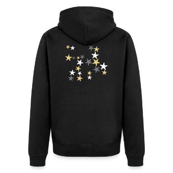 Joyeux argent et or étoiles design de Noël - Veste à capuche bio Premium Unisexe - noir - Dos - Nico (187cm)