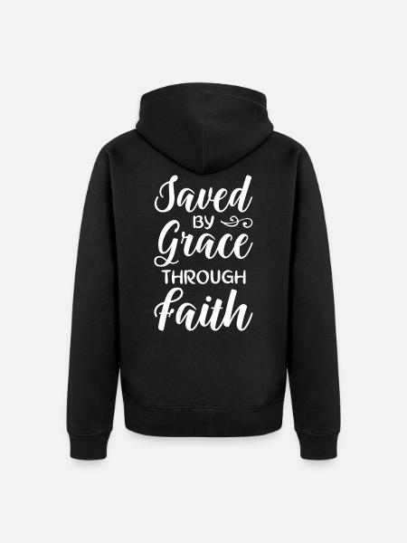 Saved By Grace Through Faith - Unisex Premium Organic Zip Hoodie - black