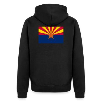 Arizona Flagge Fahne USA - Unisex Premium Bio Zip Hoodie - Schwarz - Hinten - Nico (187cm)