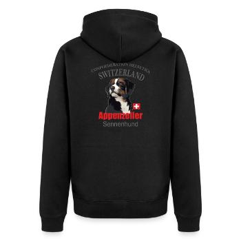 appenzeller sennenhund - Unisex Premium Bio Zip Hoodie - Schwarz - Hinten - Nico (187cm)