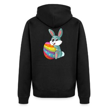 Cute sweet Easter bunny with a colorful Easter egg - Unisex Premium Organic Zip Hoodie - black - Back - Nico (187cm)