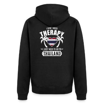 Thailand - Unisex Premium Bio Zip Hoodie - Schwarz - Hinten - Nico (187cm)