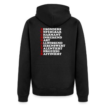buchhalter spruch - Unisex Premium Bio Zip Hoodie - Schwarz - Hinten - Nico (187cm)