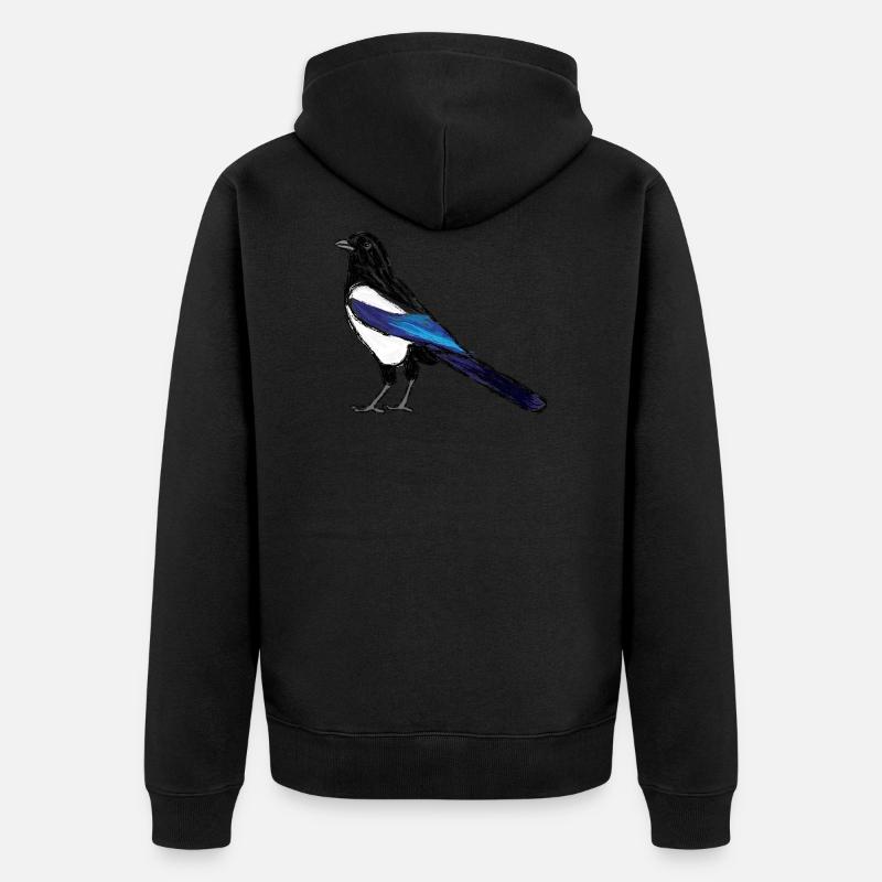 Pie / Eurasian Magpie Design 3 - Veste à capuche bio Premium Unisexe - noir
