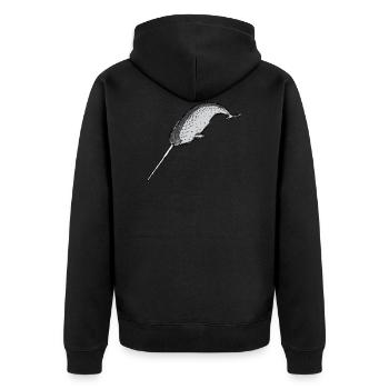 Narwal / Narwhal Design I - Unisex Premium Bio Zip Hoodie - Schwarz - Hinten - Nico (187cm)