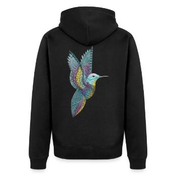Kolibri - Unisex Premium Bio Zip Hoodie - Schwarz - Hinten - Nico (187cm)