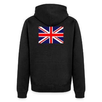 Großbritannien britisch Flagge Fahne - Unisex Premium Bio Zip Hoodie - Schwarz - Hinten - Nico (187cm)