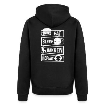 Eat Sleep Hakken Repeat - Gabber Hardstyle - Veste à capuche bio Premium Unisexe - noir - Dos - Nico (187cm)