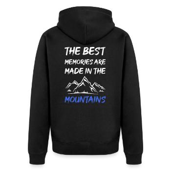 made in the the best memories are made in the moun - Unisex Premium Organic Zip Hoodie - black - Back - Nico (187cm)