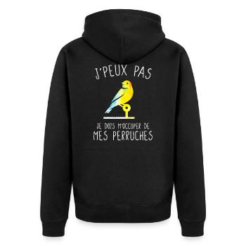 J'peux pas humour drôle perruche oiseaux cadeau - Veste à capuche bio Premium Unisexe - noir - Dos - Nico (187cm)