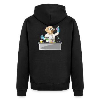 Dog chemistry laboratory | Chemist - Unisex Premium Organic Zip Hoodie - black - Back - Nico (187cm)