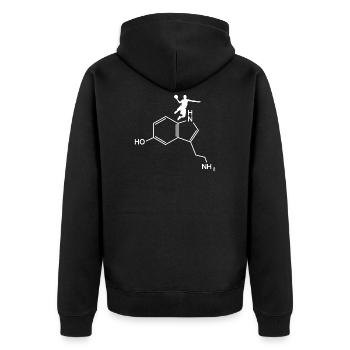 Serotonin Basketball chemische Strukturformel - Unisex Premium Bio Zip Hoodie - Schwarz - Hinten - Nico (187cm)