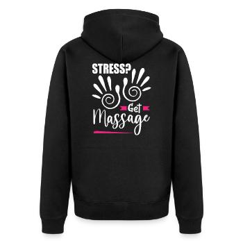 Massage - Unisex Premium Bio Zip Hoodie - Schwarz - Hinten - Nico (187cm)