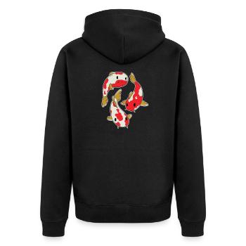 Koi - Unisex Premium Bio Zip Hoodie - Schwarz - Hinten - Nico (187cm)