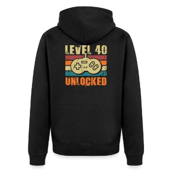 40e anniversaire niveau 40 débloqué cadeau 40 ans - Veste à capuche bio Premium Unisexe - noir - Dos - Nico (187cm)