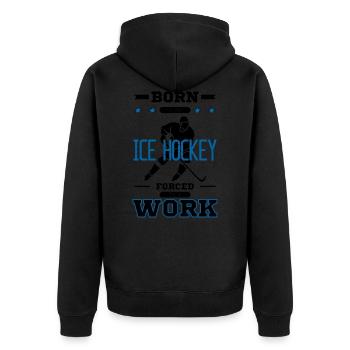 Eishockey Spruch cooles Eishockey Design - Unisex Premium Bio Zip Hoodie - Schwarz - Hinten - Nico (187cm)