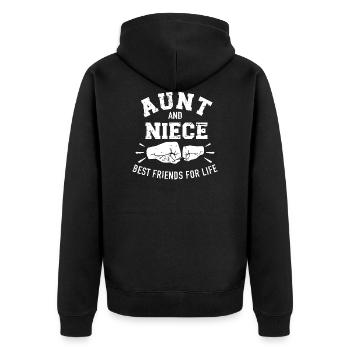 Tante - Unisex Premium Bio Zip Hoodie - Schwarz - Hinten - Nico (187cm)