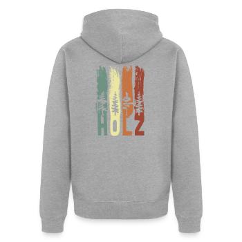 Holz Wald Waldbewohner Holzarbeiter - Unisex Premium Bio Zip Hoodie - Grau meliert - Hinten - Nico (187cm)