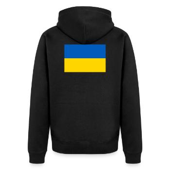 Ukraine ukrainisch Flagge Fahne - Unisex Premium Bio Zip Hoodie - Schwarz - Hinten - Nico (187cm)