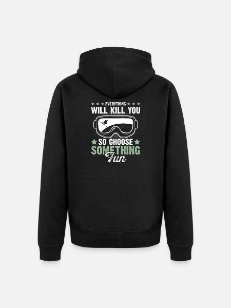 Skiing ski ski goggles fun - Unisex Premium Organic Zip Hoodie - black