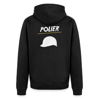 Polier - Unisex Premium Bio Zip Hoodie - Schwarz - Hinten - Nico (187cm)