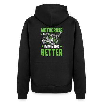 Motorrad Motocross Spruch - Unisex Premium Bio Zip Hoodie - Schwarz - Hinten - Nico (187cm)