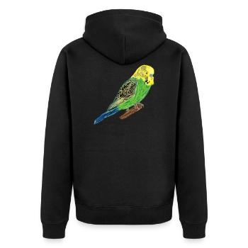 Perruche jaune I - Veste à capuche bio Premium Unisexe - noir - Dos - Nico (187cm)