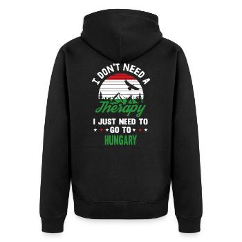 Ungarn Therapie Ungarisch Budapest Flagge Geschenk - Unisex Premium Bio Zip Hoodie - Schwarz - Hinten - Nico (187cm)
