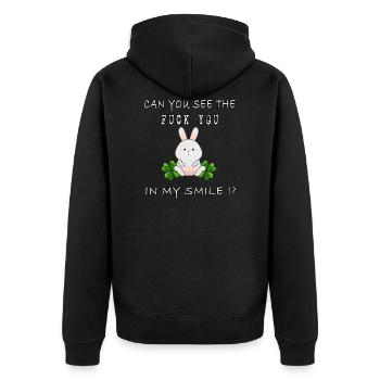 fuck you in my smile statement trend meme funny - Unisex Premium Organic Zip Hoodie - black - Back - Nico (187cm)