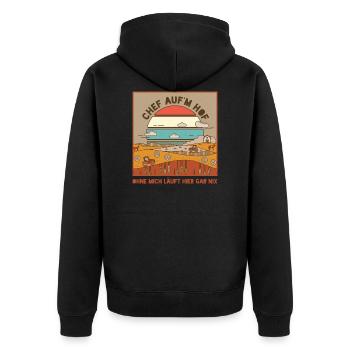 Chef Auf Dem Hof Bauernhof Landwirt Feld Geschenk - Unisex Premium Bio Zip Hoodie - Schwarz - Hinten - Nico (187cm)