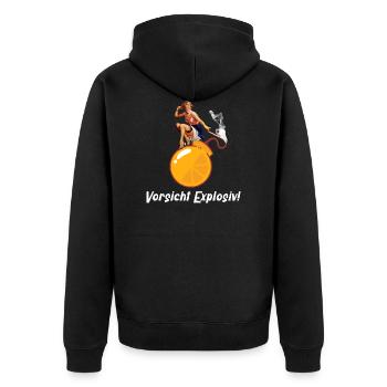 Retro Frauenpower PinUp Ehefrau Mädchen - Unisex Premium Bio Zip Hoodie - Schwarz - Hinten - Nico (187cm)
