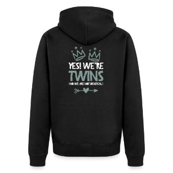 zwillinge twins krone - Unisex Premium Bio Zip Hoodie - Schwarz - Hinten - Nico (187cm)