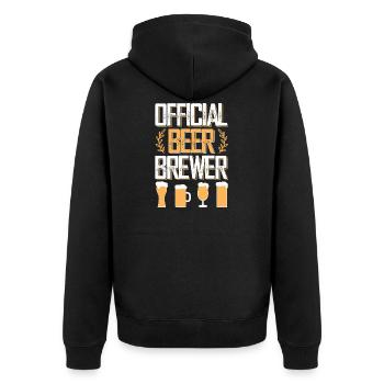 official bier brauer - Unisex Premium Bio Zip Hoodie - Schwarz - Hinten - Nico (187cm)