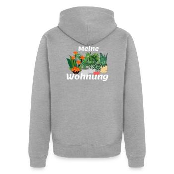 Pflanzen Wohnung Wald Grün Photosynthese O2 - Unisex Premium Bio Zip Hoodie - Grau meliert - Hinten - Nico (187cm)