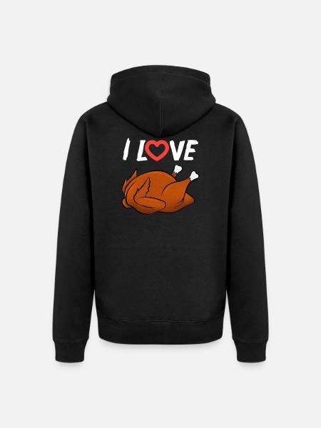 I Love Grilled Chicken - Unisex Premium Organic Zip Hoodie - black