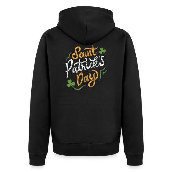 Happy St. Patrick's Day - Unisex Premium Organic Zip Hoodie - black - Back - Nico (187cm)
