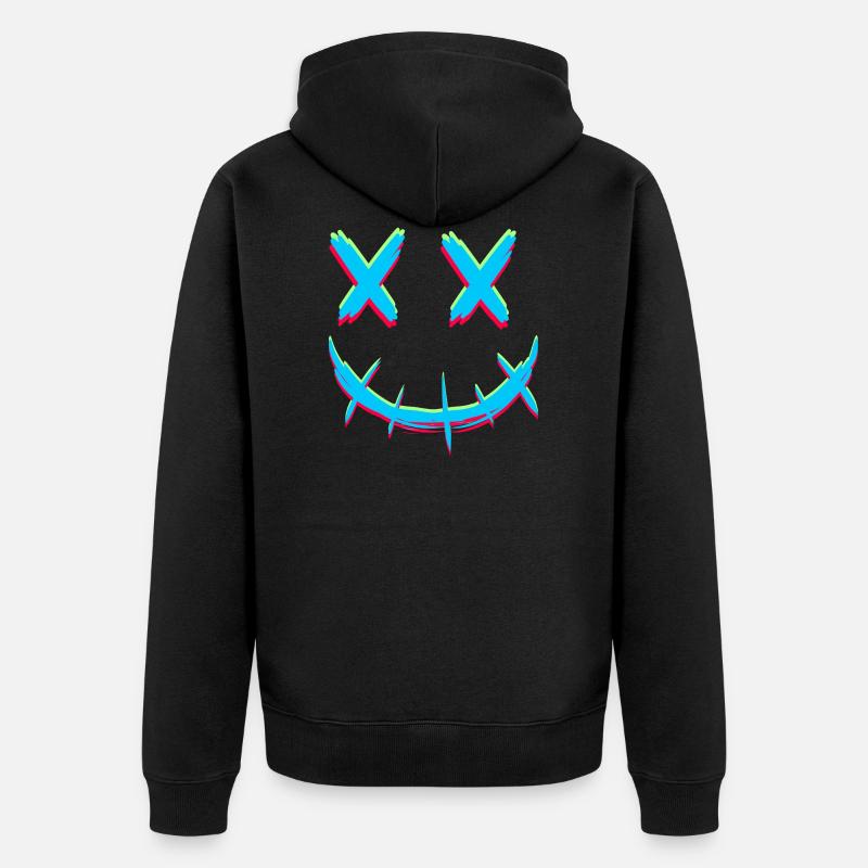 Smile mit x Augen - Unisex Premium Bio Zip Hoodie - Schwarz