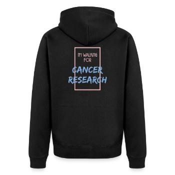 CANCER RESEARCH - Unisex Premium Organic Zip Hoodie - black - Back - Nico (187cm)