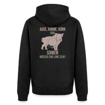 Wildschwein Jagd Lustiger Spruch Jagen für Jäger - Unisex Premium Bio Zip Hoodie - Schwarz - Hinten - Nico (187cm)