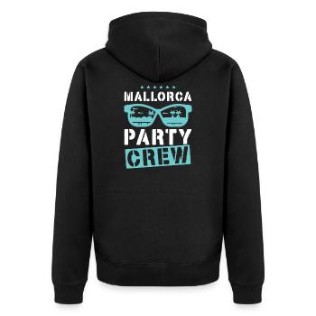 Mallorca Party Crew - Unisex Premium Bio Zip Hoodie - Schwarz - Hinten - Nico (187cm)