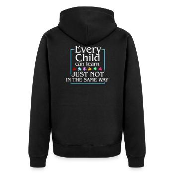Autism Saying Awareness Day - Unisex Premium Organic Zip Hoodie - black - Back - Nico (187cm)